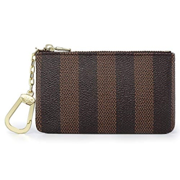 Rauder Luxury Zip Key Chain Pouch | Mini Coin Purse Wallet Card Holder with Clasp | for Men Women - ...