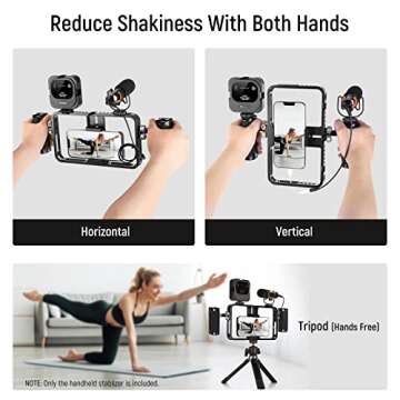 NEEWER Phone Stabilizer Video Rig Kit, Aluminum Handheld Phone Cage with Silicone Handles&Adjustable...
