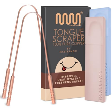 MasterMedi Copper Tongue Scraper Set with Travel Cases