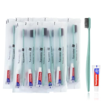 Xuezoioy 30 Pack Disposable Toothbrushes with Toothpaste - Ideal for Travel & Homeless Support