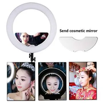 GSKAIWEN 18 inch 65W LED Ring Light Mirror Make Up Beauty Light Studio Video Light Photography Lighting with Stand Bag for Portrait Selfie,Wedding Photography, Night Video,YouTube, Camera/Phone Video