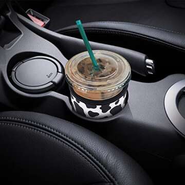 YR Reusable Neoprene Insulator Sleeve for Iced Coffee Cups, 3 Pack Coffee Coolies sleeves for Iced & Hot Drinks, Cold Beverage Cooler Compatible with Starbucks Dunkin Coffee and More (Cow)