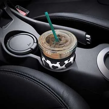 YR Reusable Neoprene Insulator Sleeve for Iced Coffee Cups, 3 Pack Coffee Coolies sleeves for Iced & Hot Drinks, Cold Beverage Cooler Compatible with Starbucks Dunkin Coffee and More (Cow)