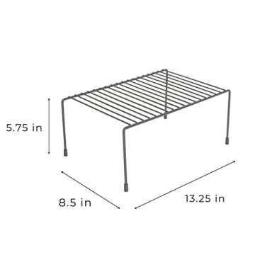 Smart Design Classic Storage Shelf – Set of 6, Medium (8.5 x 13.25 in.), Charcoal Gray – Steel Pantry Organizer with Rust-Resistant Finish and Non-Slip Feet for Easy Home Organization and Storage