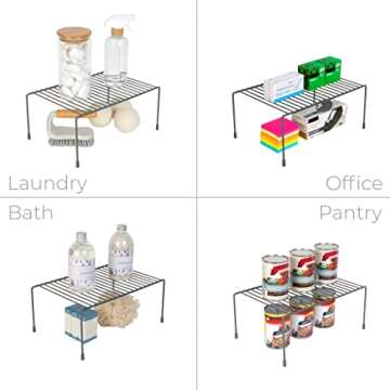 Smart Design Classic Storage Shelf – Set of 6, Medium (8.5 x 13.25 in.), Charcoal Gray – Steel Pantry Organizer with Rust-Resistant Finish and Non-Slip Feet for Easy Home Organization and Storage