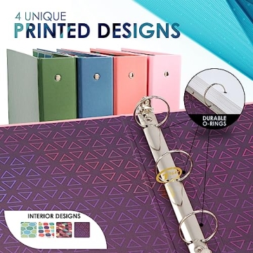 Stylish Emraw 1.5" Trendsetters 3-Ring Binders - 4 Pack