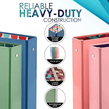 Stylish Emraw 1.5" Trendsetters 3-Ring Binders - 4 Pack