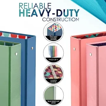 Stylish Emraw 1.5" Trendsetters 3-Ring Binders - 4 Pack