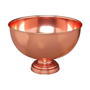 Decorative Copper Punch Bowl – Multipurpose Metal Pedestal Bowl for Weddings, Parties and Serving ...