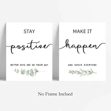 Howwii Inspirational Wall Art Office Decor, Motivational UNFRAMED Wall Art Prints for Bedroom,Living Room,Office,Classroom, Set of 4, 8"x10"