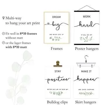 Howwii Inspirational Wall Art Office Decor, Motivational UNFRAMED Wall Art Prints for Bedroom,Living Room,Office,Classroom, Set of 4, 8"x10"