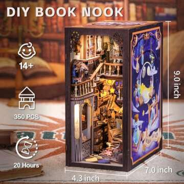 Cutefun Book Nook Kit for Adults, DIY Miniature House Dollhouse Kit for Adults and Teens, 3D Wooden ...