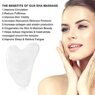 Gua Sha Scraping Massage Tool, Natural Jade Stone Board for SPA Acupuncture Therapy, Gua Sha Board for Facial Skin Caring Body Massage Trigger Point Treatment, Release Pressure and Pain Relief(White)