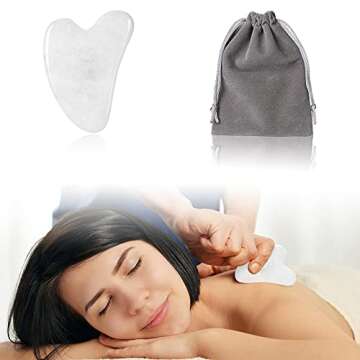 Gua Sha Scraping Massage Tool, Natural Jade Stone Board for SPA Acupuncture Therapy, Gua Sha Board for Facial Skin Caring Body Massage Trigger Point Treatment, Release Pressure and Pain Relief(White)
