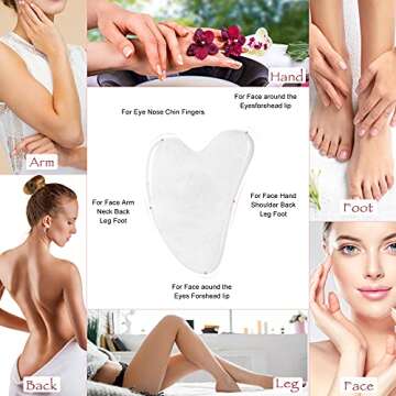 Gua Sha Scraping Massage Tool, Natural Jade Stone Board for SPA Acupuncture Therapy, Gua Sha Board for Facial Skin Caring Body Massage Trigger Point Treatment, Release Pressure and Pain Relief(White)