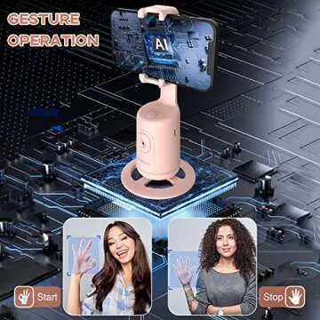 Auto Face Tracking Tripod with Remote, 360° Rotation Auto Tracking Phone Holder, No App, Smart Phone Selfie Sticks Tripod for Video, Live Vlog Rechargeable Battery(Pink)