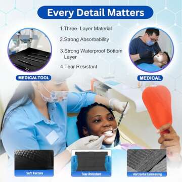 Disposable Dental Bibs (Pack of 125) 13"x 18" - 3 Ply Waterproof Tattoo Supplies Cover for Patients - Dentist, Esthetician Supplies Tray Cover Nail Table Cover Eyelash Supplies (Pink)