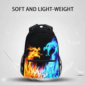 Kcldeci Fire Dragon School Backpack for Kids - Waterproof and Stylish