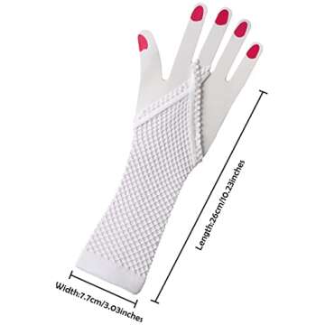 Anlaey Fishnet Gloves Stretchy Fingerless 80s Party Accessories Mesh Costume with Finger Loop for Women