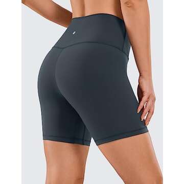 CRZ YOGA Women's Naked Feeling Biker Shorts - 6 Inches High Waist Yoga Workout Running Gym Spandex M...