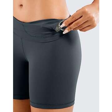 CRZ YOGA Women's Naked Feeling Biker Shorts - 6 Inches High Waist Yoga Workout Running Gym Spandex Melanite Small