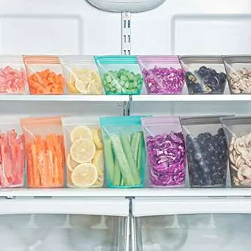 Zip Top Reusable Food Storage Bags | Short Cup [Teal] | Silicone Meal Prep Container | Microwave, Dishwasher and Freezer Safe | Made in the USA