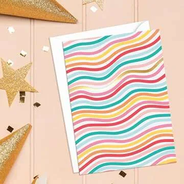 Blank Cards with Envelopes - 48 Striped Gold Foil Blank Note Cards with covers – 6 Assorted decor sheets for All Occasions! empty Notecards Stationary Set for Personalized Greeting Flyers-4x5.5
