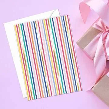 Blank Cards with Envelopes - 48 Striped Gold Foil Blank Note Cards with covers – 6 Assorted decor sheets for All Occasions! empty Notecards Stationary Set for Personalized Greeting Flyers-4x5.5