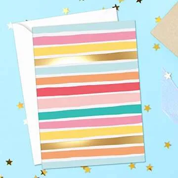 Blank Cards with Envelopes - 48 Striped Gold Foil Blank Note Cards with covers – 6 Assorted decor sheets for All Occasions! empty Notecards Stationary Set for Personalized Greeting Flyers-4x5.5