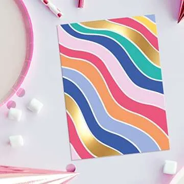 Blank Cards with Envelopes - 48 Striped Gold Foil Blank Note Cards with covers – 6 Assorted decor sheets for All Occasions! empty Notecards Stationary Set for Personalized Greeting Flyers-4x5.5