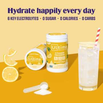 Ultima Replenisher Daily Electrolyte Powder Drink Mix – Lemonade, 90 Servings – Hydration Powder with 6 Key Electrolytes and Trace Minerals – Keto Friendly, Vegan, Non-GMO and Sugar-Free