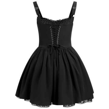 OBEEII Corset Mini Dress for Women Sleeveless Backless Low Cut Lace Mini Dress Ruffle Short Summer S...