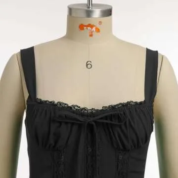 OBEEII Corset Mini Dress for Women Sleeveless Backless Low Cut Lace Mini Dress Ruffle Short Summer Sundress for Wedding Guest Graduation Homecoming Club Party Going Out Black S