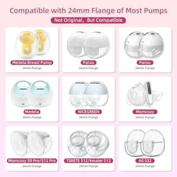 Flange Inserts 21mm for Medela,Spectra 24mm Shields/Flanges,Compatible with Momcozy S12 Pro/S9 Pro/S9/S12 Wearable Breast Pump,Reduce 24mm Nipple Tunnel Down to 21mm,4PCS