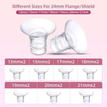 Flange Inserts 21mm for Medela,Spectra 24mm Shields/Flanges,Compatible with Momcozy S12 Pro/S9 Pro/S9/S12 Wearable Breast Pump,Reduce 24mm Nipple Tunnel Down to 21mm,4PCS