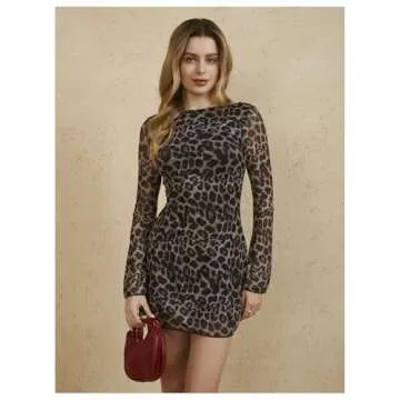 Stylish Leopard Print Backless Dress for Women