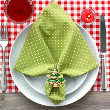 Christmas Napkin Rings, Set of 12 Xmas Napkin Rings Holders Metal Rings with Reindeer Snowman Christmas Tree Santa Claus Wreath for Christmas Holiday Dinner Party Home Table Dinning Setting Decoration