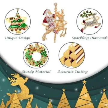 Christmas Napkin Rings, Set of 12 Xmas Napkin Rings Holders Metal Rings with Reindeer Snowman Christmas Tree Santa Claus Wreath for Christmas Holiday Dinner Party Home Table Dinning Setting Decoration
