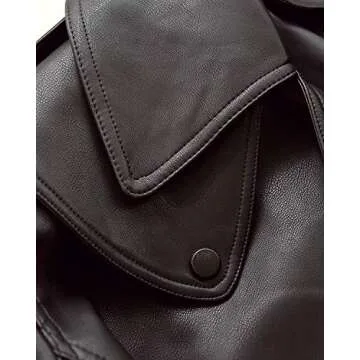 Stylish Oversized Faux Leather Biker Jacket in Black