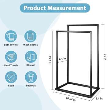Free Standing Towel Rack, 2 Tier Towel Racks for Bathroom with Storage Shelves, Modern Outdoor Stand...