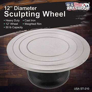 US Art Supply Large 12" Diameter Sculpting Wheel- Heavy Duty All Metal Construction & Turntable with Ball Bearings