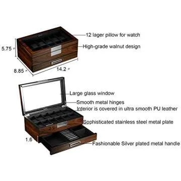 Lifomenz Wooden Watch Box for Men with Valet Drawer