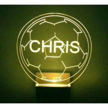 Personalized Soccer Ball LED Night Light Plug-in