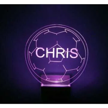 Personalized Soccer Ball LED Night Light Plug-in
