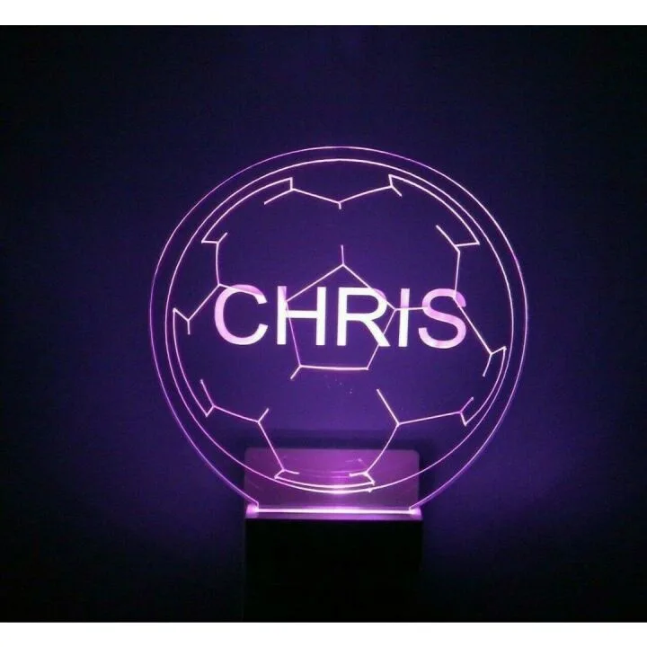 Personalized Soccer Ball LED Night Light Plug-in