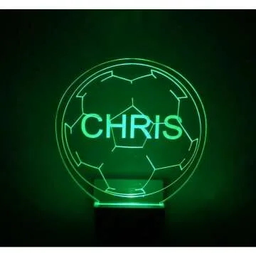 Personalized Soccer Ball LED Night Light Plug-in