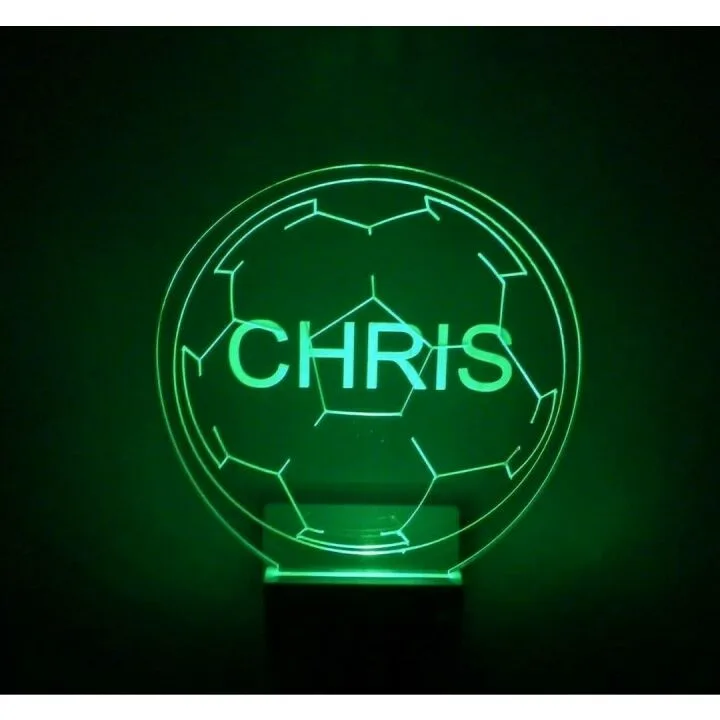 Personalized Soccer Ball LED Night Light Plug-in