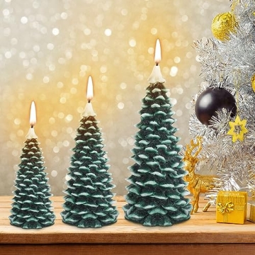 MTLEE Christmas Tree Shape Candle Set for Holiday Decor