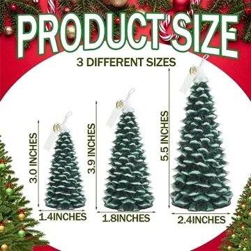 MTLEE Christmas Tree Shape Candle Set for Holiday Decor