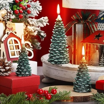 MTLEE Christmas Tree Shape Candle Set for Holiday Decor